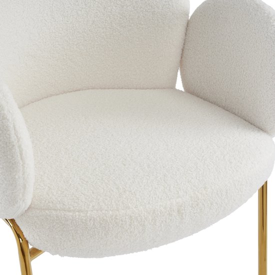 chairus Moderne fluwelen bureaustoel met gouden poten, make-upstoelen, draaibaar, in hoogte verstelbaar, voor slaapkamer, make-uptafel, wit