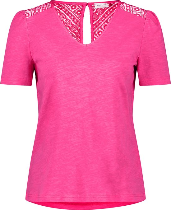 GERRY WEBER Dames Shirt met korte mouwen en fijne kant Solar Pink 44 bol