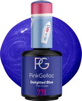 Pink Gellac 221 Delighted Blue Gellak 15ml - Glanzende Blauwe Nagellak met Shimmer Finish - Gelnagels Producten - Gel Nails
