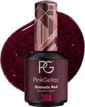 Pink Gellac Gellak Glitter Rood 15ml - Rode Gel Lak Nagellak - Gelnagellak voor de Perfecte Gelnagels - Gel Nails - 308 Dramatic Red