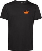 T-shirt Kroontje | Koningsdag kleding | Oranje Shirt | Zwart | maat XS