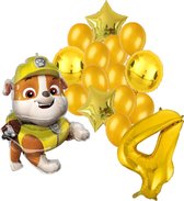 Paw Patrol Rubble ballonnen pakket - 64x81cm - 4 jaar - Folie Ballon set - Themafeest - Verjaardag - Ballonnen - Versiering - Helium ballon