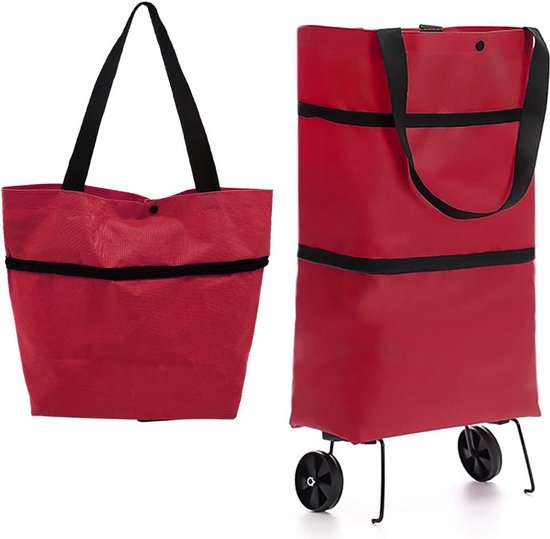 Roysmart Boodschappentrolley, boodschappentas met wieltjes, opvouwbare trolleytassen, 2-in-1 opvouwbare winkelwagen voor thuis, supermarkt, duurzame tas, 20 l (groen