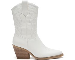 Smile Favorites® Dames Cowboylaarzen met Hak - Wit - Imitatieleer - Maat 38 -