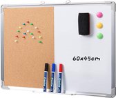 Combinatiebord kurkprikbord met aluminium frame Magnetisch whiteboard Combinatiewhiteboard kurkbord 60 * 45cm
