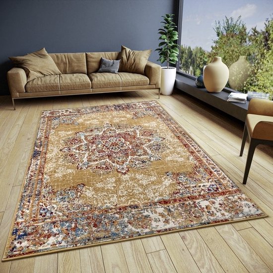 Foto: Flycarpets klassiek vintage vloerkleed maderno rood multi 80x120 cm