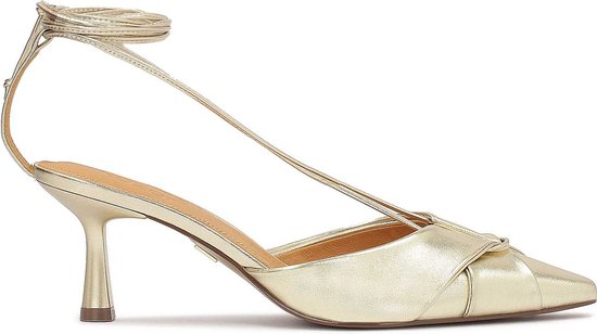 Open heel pumps in gold color