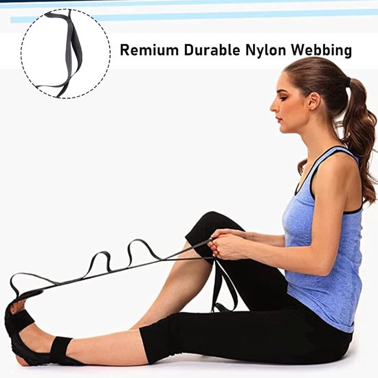 Stretchband, stretchknie-stretchband, yoga-rekband voor fasciitis plantaris, achillespeesontsteking verbeteren voor fitness, beentraining, revalidatie, hot yoga, blauw — afbeelding 2