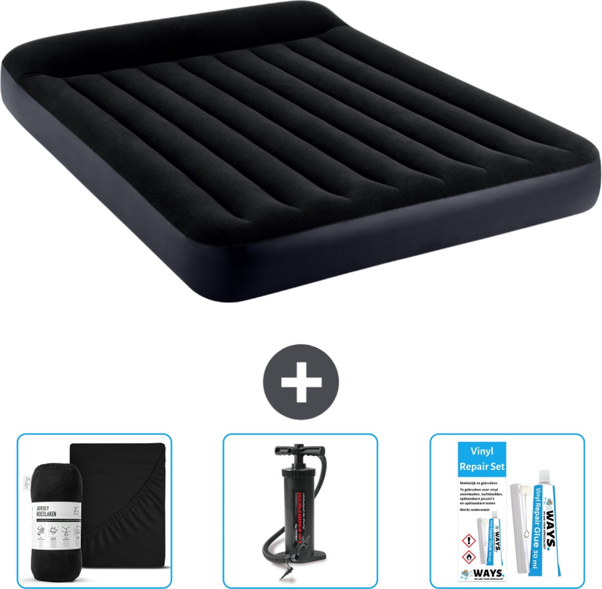 Intex Luchtbed - 2-Persoons - 152 x 203 x 25 cm - Donkerblauw - Inclusief Accessoires CB7