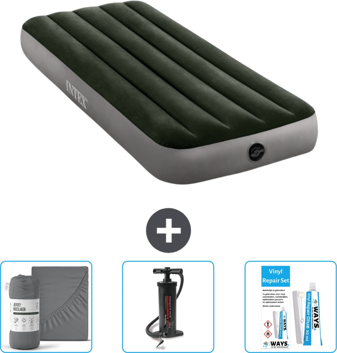 Intex Luchtbed - 1-Persoons - 76 x 191 x 25 cm - Groen - Inclusief Accessoires CB11