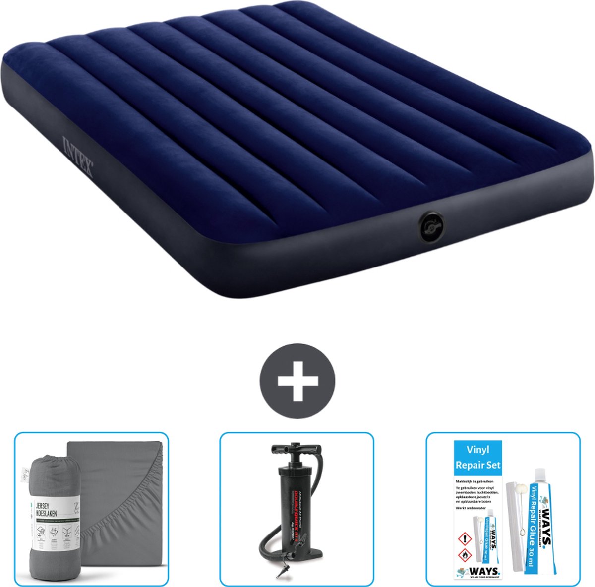 Intex Luchtbed - Twijfelaar - 137 x 191 x 25 cm - Blauw - Inclusief Accessoires CB11