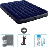 Matelas gonflable Intex - Lit double - 137 x 191 x 25 cm - Blauw - Hoeslaken inclus - Pompe et kit de réparation