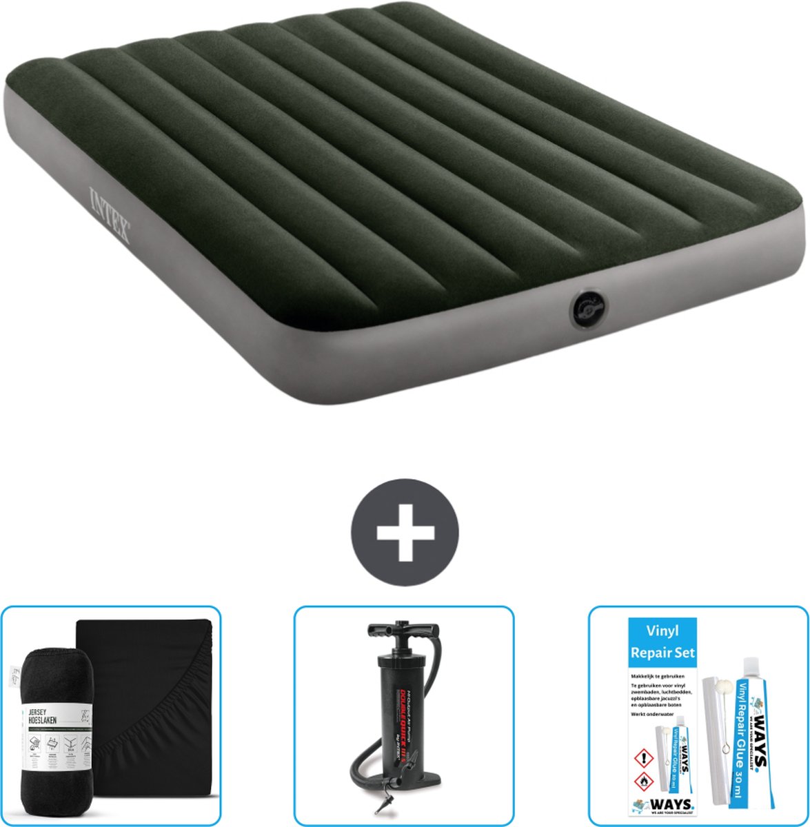 Intex Luchtbed - Twijfelaar - 137 x 191 x 25 cm - Groen - Inclusief Accessoires CB7