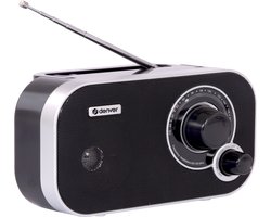 Denver FM Radio Retro - Noodradio / Noodpakket - Werkt op batterij of netstroom - Keukenradio - Draagbare Radio - TR51 - Zwart Denver FM Radio Retro - Noodradio / Noodpakket - Werkt op batterij of netstroom - Keukenradio - Draagbare Radio - TR51 - Zwart