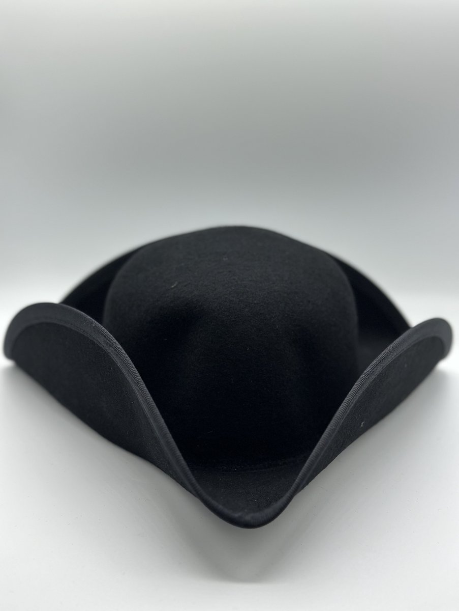 Driesteek hoed handgemaakt van lana wol - maat 60 - Piratenhoed - Tricorn hoed -