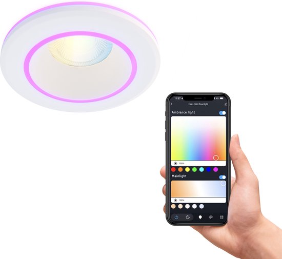 Calex Halo Slimme Inbouwspot - Smart Downlight - RGB en Warm Wit Licht - Wit - Set van 3 stuks