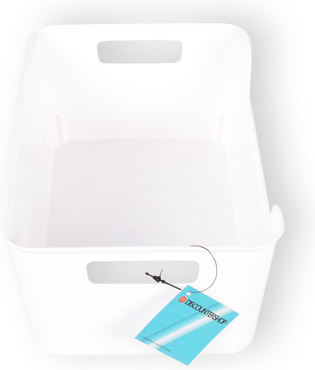 Praktische Kunststof Opbergbox - Compact 27cm x 17,5cm x 11cm – Witte met Handige Handgrepen | 1 Liter Capaciteit