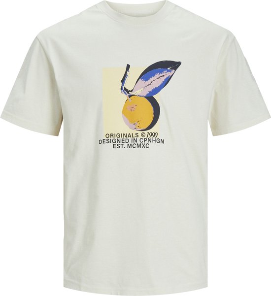 Jack & Jones T-shirt Jortampa Aop Branding Tee Ss C.n Sn 12252173 Buttercream Mannen Maat - XL