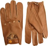 Bruine Leren Handschoenen - Autohandschoenen- 100% Lamsleder - Bruin- Exclusieve Autohandschoenen - Race Handschoenen - Maat M