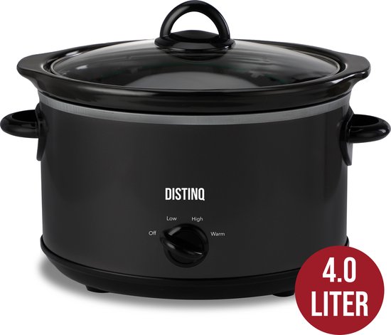 DistinQ Slowcooker 4 liter – Keramische binnenpan - Warmhoudfunctie