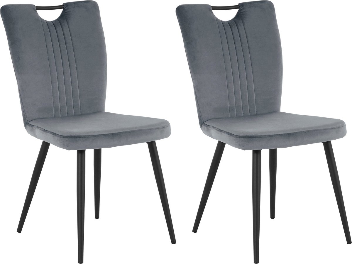Notio Living Sari-Stoel - Set van 2 - Grijs/Zwart
