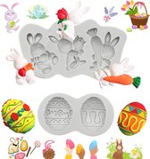 Siliconen vorm voor Pasen, Pasen, konijn, gietvormen, gietvormen, paaseieren, bakvorm voor zeep, kaarsen, paasgeschenken, doe-het-zelf handwerk, decoratie