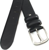 JV Belts Zwarte heren riem - heren riem - 4 cm breed - Zwart - Echt Leer - Taille: 100cm - Totale lengte riem: 115cm