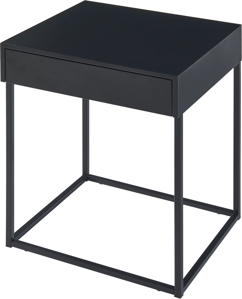 en.casa Bijzettafel Rautjärvi met lade 50x43x41 cm zwart mat zwart, mat