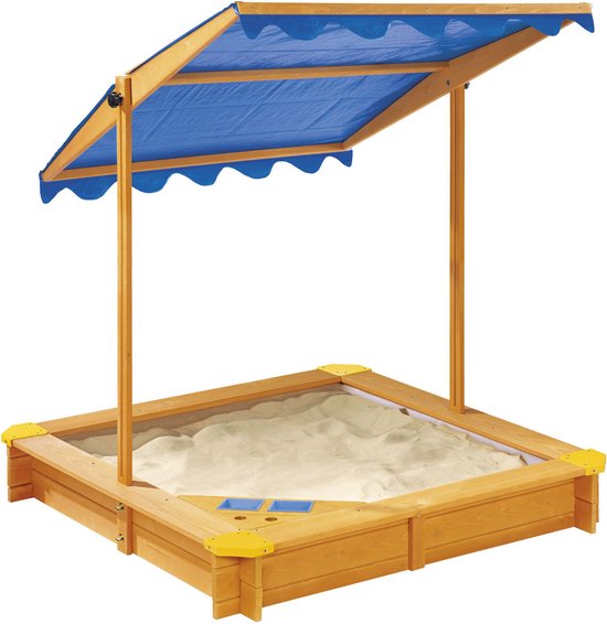Playtive zandbak met afdak – 118x118x118cm – verstelbaar dak – UV-bescherming