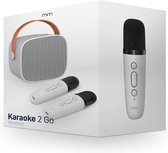 MikaMax Karaoke 2 Go - Draagbare Karaoke set - Zing overal waar je wilt - Incl. 2 draadloze karaoke microfoons - 8,5 x 7,5 x 6,5 cm - Bluetooth Speaker - Karaoke machine - Karaoke Set -