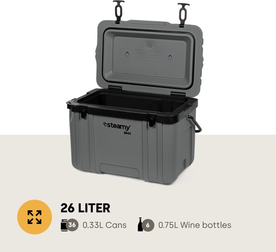 Steamy BMX 26 - Koelbox voor op de Bouw - 26 Liter - Grijs van Steamy BMX — afbeelding 4