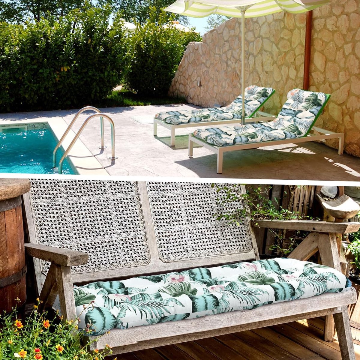 Yuly Tuin Patio Ligstoel Kussens Dikke Gewatteerde Hoge Rugzitkussens Zon Lounge Kussen Stoel Matras Indoor Outdoor Relaxer Zacht Kussen 122 * 48 * 8cm-Style1