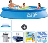Intex Rond Opblaasbaar Easy Set Zwembad - 305 x 61 cm - Blauw - Inclusief Pomp Solarzeil - Onderhoudspakket - Filters - Grondzeil