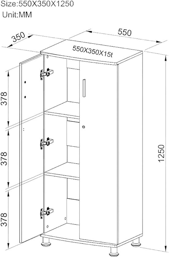 Piranha BONITO Opbergkast - Wit Houtnerf - 3 Planken - PC 6s - Piranha Furniture