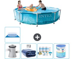 Intex Rond Frame Zwembad – 305 x 76 cm – Waterprint – Inclusief Pomp Solarzeil – Onderhoudspakket – Filter – Grondzeil – Stofzuiger Intex Rond Frame Zwembad – 305 x 76 cm – Waterprint – Inclusief Pomp Solarzeil – Onderhoudspakket – Filter – Grondzeil – Stofzuiger
