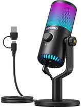 Maono DM30 RGB - Microphone de streaming USB avec suppression du bruit - Gaming - Podcast - PS5 / PS4 / PC / MAC / Windows / iPhone / Android - Bouton Touch Mute - Filtre anti-pop