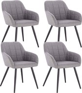 Rootz Set van 4 eetkamerstoelen - Fauteuils - Met linnen beklede stoelen - Ergonomisch en comfortabel - Duurzame metalen poten - Verstelbare antislipkussens - 49 cm x 43 cm x 81 cm