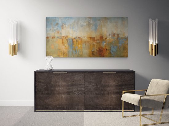 Artaza Peinture sur toile oeuvre abstraite d'une ville - 100x50 - Décoration murale - Photo sur toile - Impression sur toile