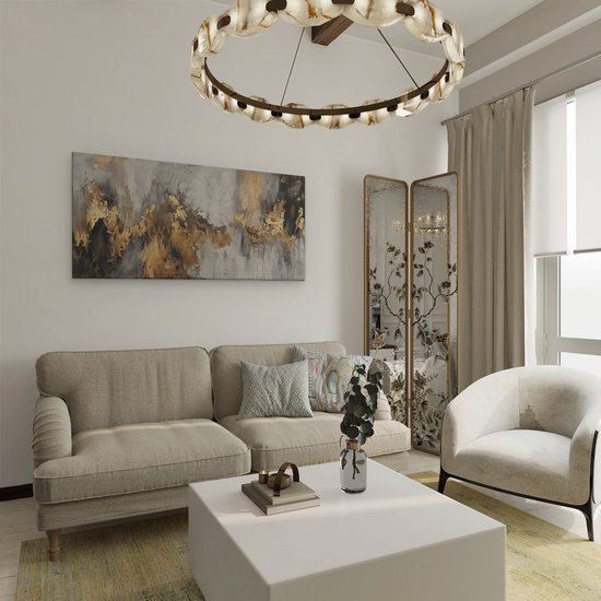 Artaza Peinture sur toile abstraite avec Peinture Goud et noire – 100 x 50 – Décoration murale – Photo sur toile – Impression sur toile