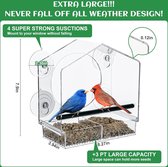 Venstervoederhuis voor vogels, vogelhuis raam met zuignappen, vogelhuisje voederdispenser, transparant vogelvoederhuis met voercassette voor wilde vogels