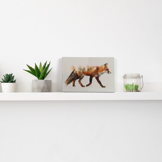 Artaza Peinture sur toile Renard marchant dans une forêt - 30 x 20 - Klein - Photo sur toile - Impression sur toile