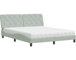 vidaXL - Bed - met - matras - fluweel - lichtgrijs - 160x200 - cm