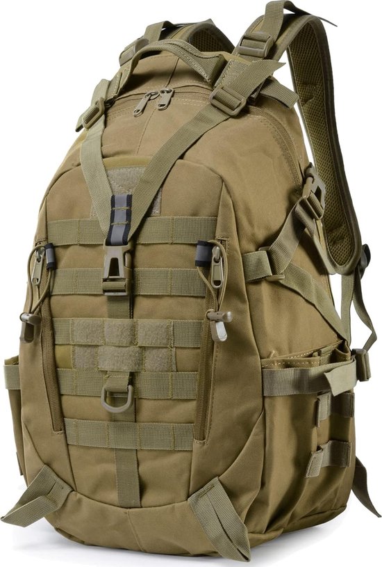35L militaire tactische rugzak wandelen waterdichte rugzak grote militaire 3-daagse aanval tas Molle tas canvas rugzak, Zwart, L