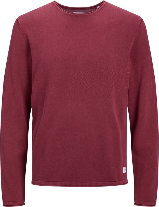 JACK & JONES Leo knit crew neck slim fit - heren pullover katoen met O-hals - rozerood - Maat: XL