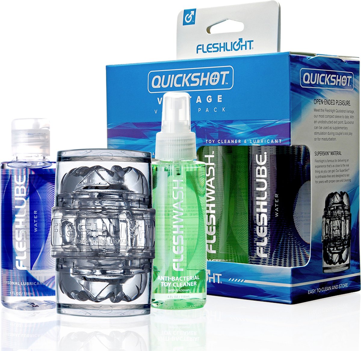 Goedkoopste Fleshlight Quickshot Vantage Combo Pack - Mastrubator set - Blauw