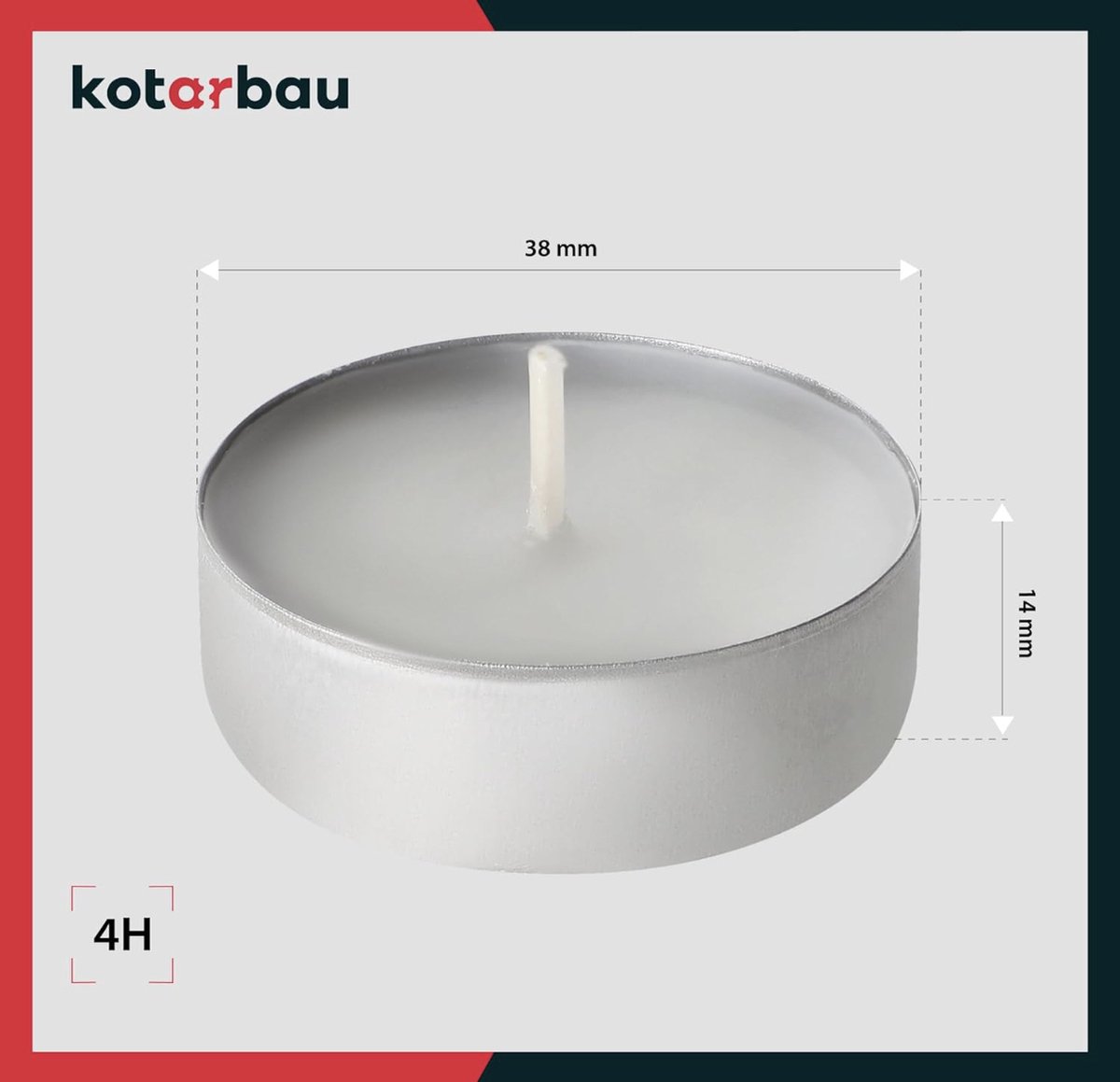 thumbnail: EDZARD 100 Stuks Theelichtjes Wit - Premium Kaarsen 4 Uur Brandtijd | Diameter 39mm