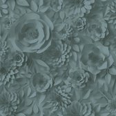 Papier peint 3D Profhome 387184-GU papier peint intissé vinyle dur gaufré à chaud lisse avec motif graphique turquoise mat pétrole vert opale 5,33 m2