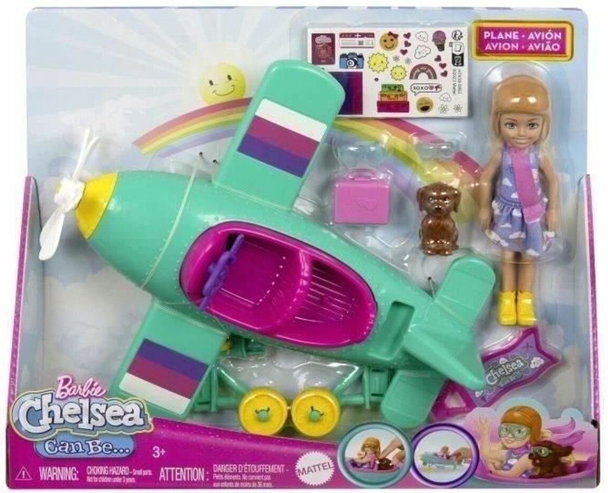 Barbie Chelsea Beroepenpop Speelset - Piloot - Met barniepop en vliegtuig