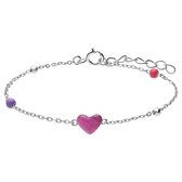 Bracelet Kinder Lucardi en argent avec coeur rose - Bracelet - Argent 925 - Couleur argent - 15 cm