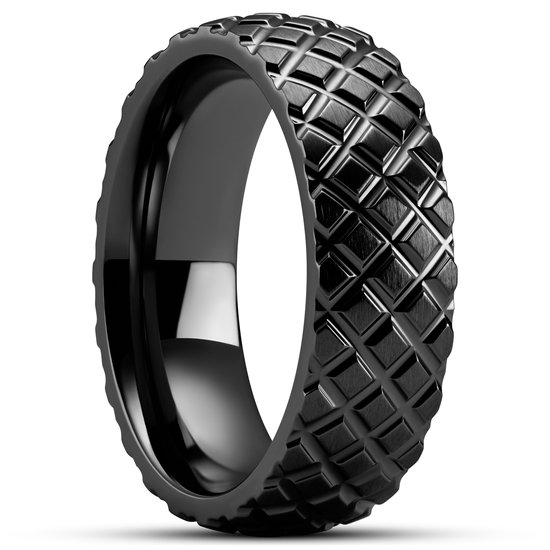 Hyperan | 8 Black Tire Patten Titanium Ring